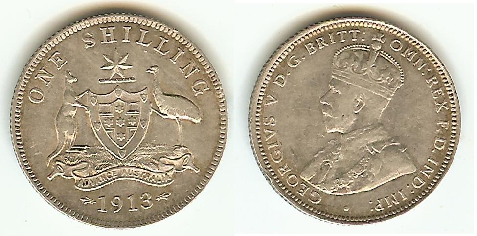 Australian Shilling 1913 EF/EF+